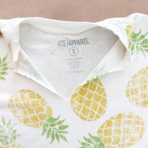 Ace Apparel Women's Yellow Pineapple Crop Top Tee Size S - Picture 4 of 9